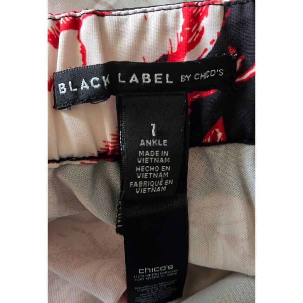 Black Label By Chico's Multi Color Floral Elastic Cuff Ankle Size 1 - Picture 5 of 8